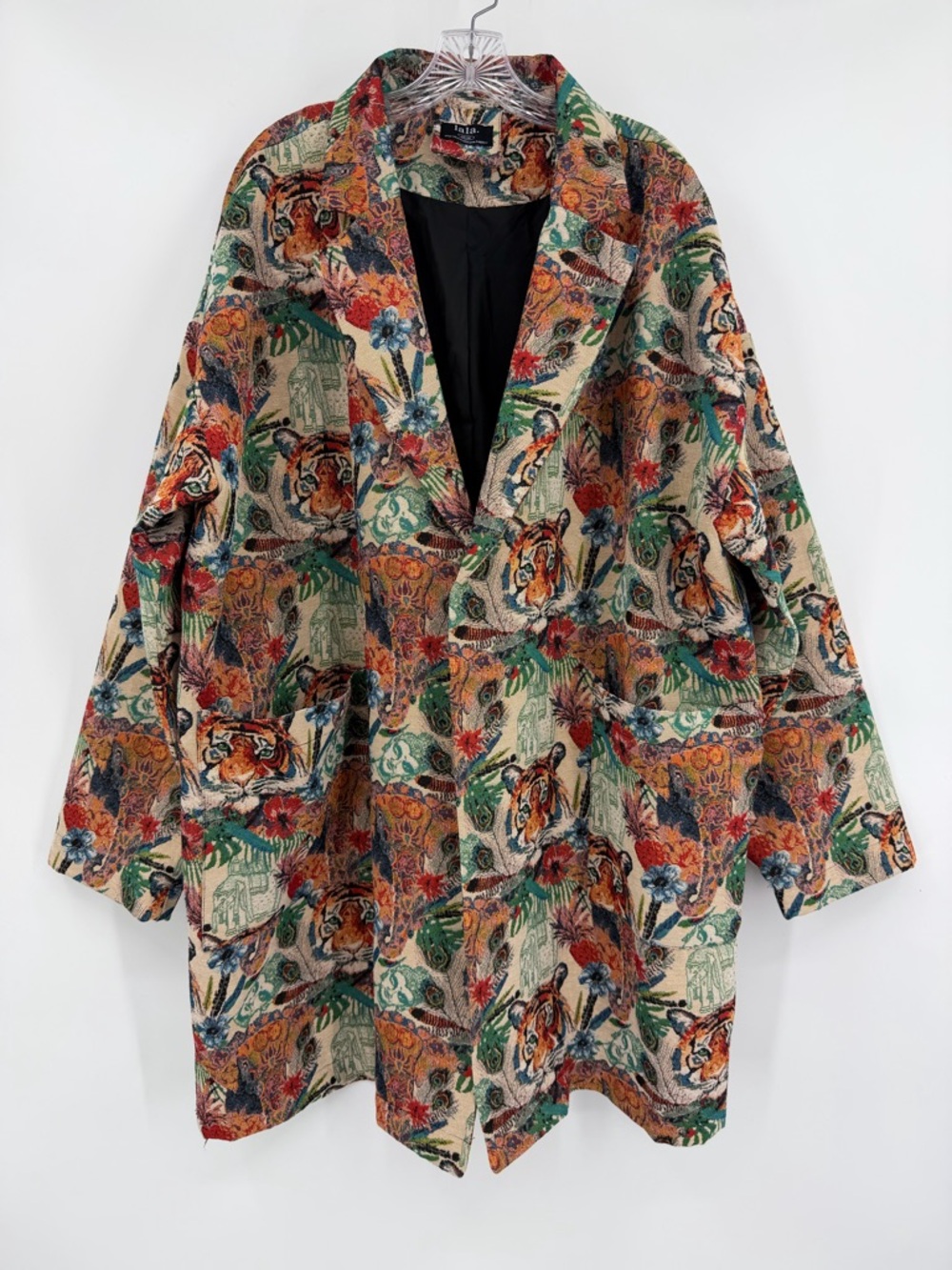 Dressed in LaLa Scorpio Coat Wild Soul Tiger Jacquard Open Front Jacket 2X/3X